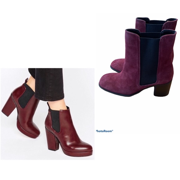ASOS Burgundy Wine Square Toe Chelsea Boot NWOT - Picture 13 of 13